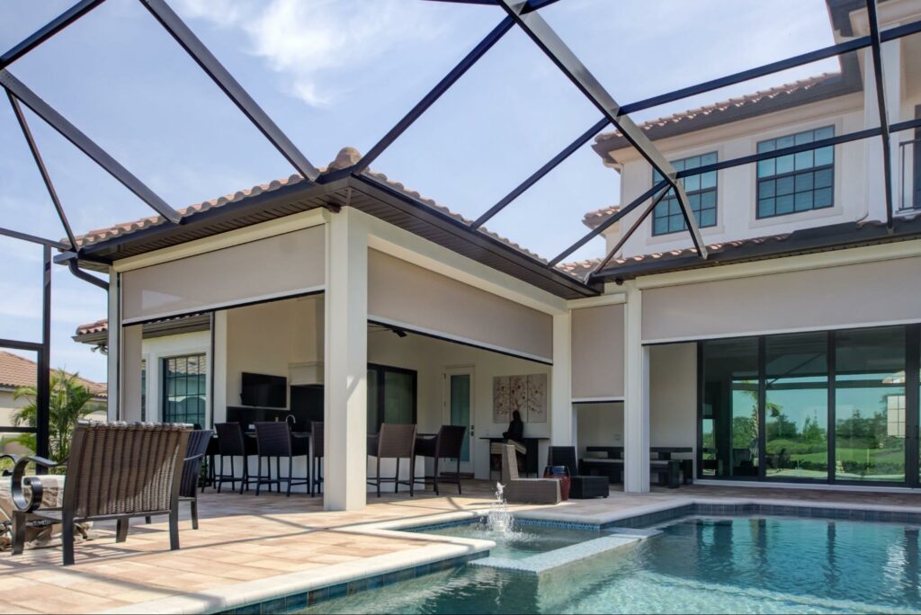 Motorized solar screens offer covering again sun glare for your patio in Miami, Florida retractable motorized sun screens| Sun Protection