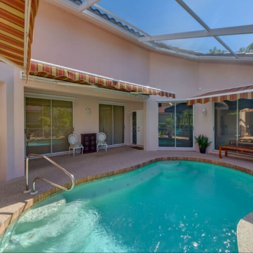 These homeowners have opted for three motorized shade awnings to provide them with maximum coverage for their poolside patio. Sun Protection